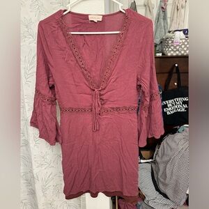 Urban Girl Maroon Blouse with Flare Sleeve